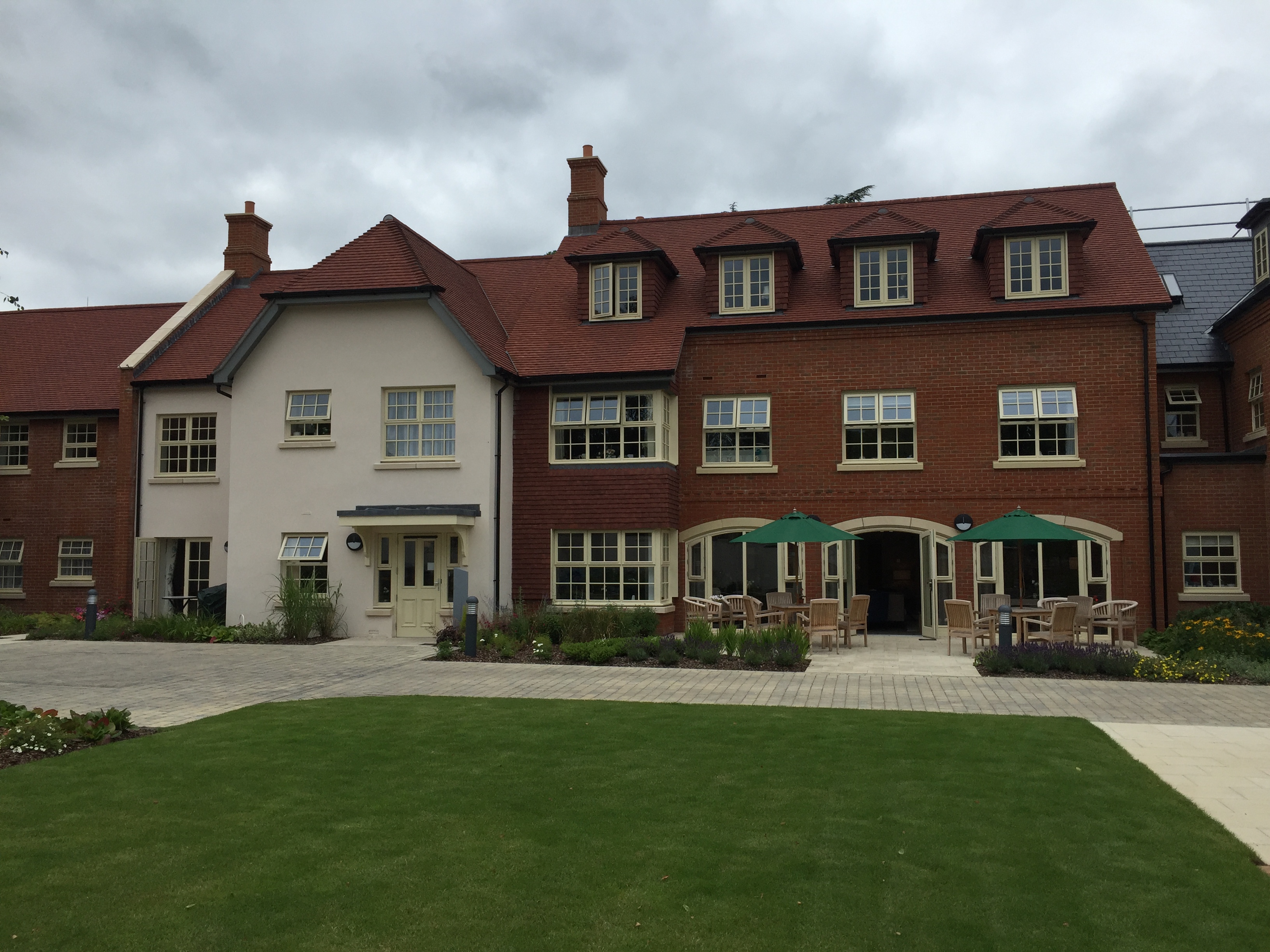 Wickham retirement apartments overlooking the communal garden and terrace